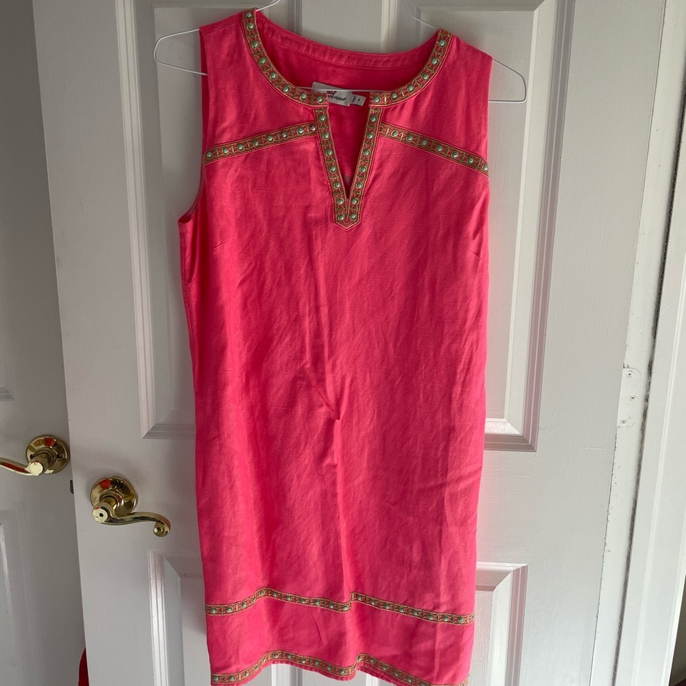 Vineyard Vines Bright Pink Linen Dress size 6 - worn once!